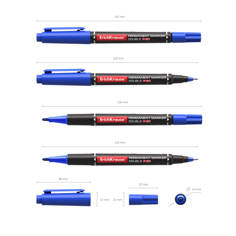 Marker permanent Double ErichKrause P-80 varf 0.45 si 1.65 mm culoare albastru [3]