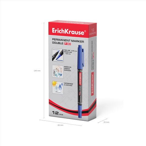 Marker permanent Double ErichKrause P-80 varf 0.45 si 1.65 mm culoare albastru [4]