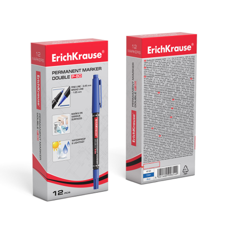 Marker permanent Double ErichKrause P-80 varf 0.45 si 1.65 mm culoare albastru [2]
