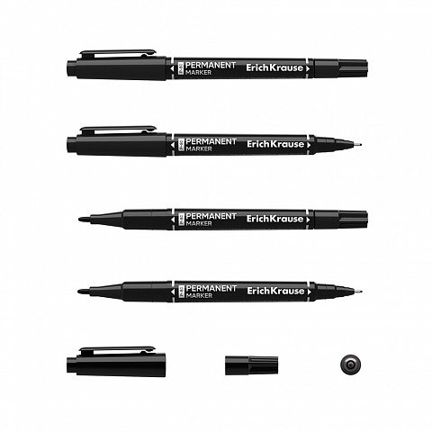 Marker permanent Double ErichKrause P-80 varf 0.4 si 1.5 mm culoare negru [1]