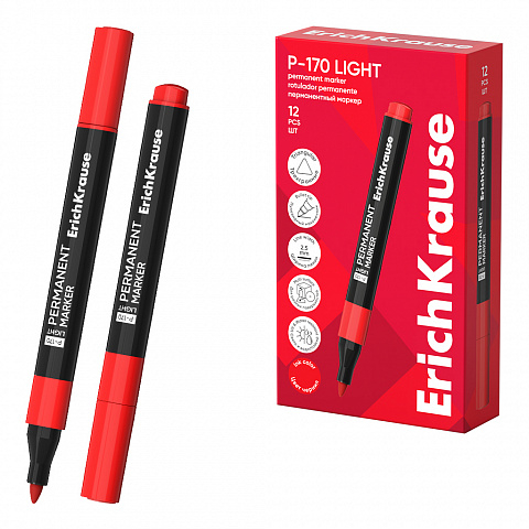 Noutăți Librăria Compas - Marker permanent ErichKrause P-170 Light varf tip glont 2.5 mm culoare rosu