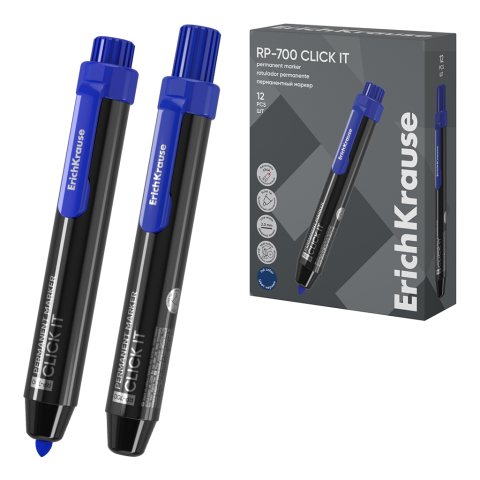 Noutăți Librăria Compas - Marker permanent retractabil ErichKrause RP-700 Click it albastru