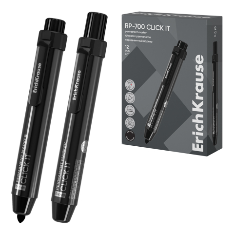 Noutăți Librăria Compas - Marker permanent retractabil ErichKrause RP-700 Click it negru