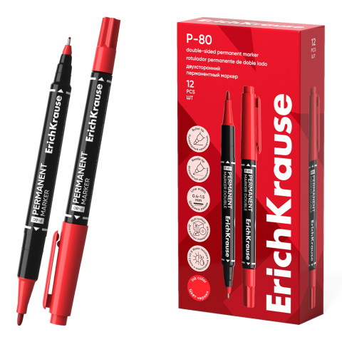 Markere și textmarkere - Marker permanent rosu 2 capete p-80 48185