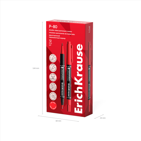 Marker permanent rosu 2 capete p-80 48185 [4]