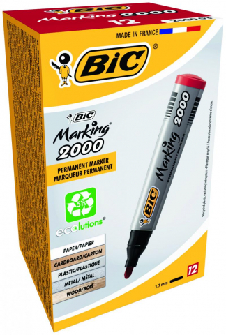 Marker permanent Bic 2000 rosu varf rotund 2.5 mm [4]