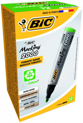Marker permanent Bic 2000 verde varf rotund 2.5 mm [2]