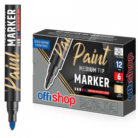 Marker permanent Offishop vopsea albastra varf 2-3mm 12 buc/cutie [1]