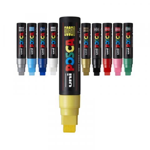 Markere și textmarkere - Marker Uni pc-17k Posca 15mm varf tesit galben