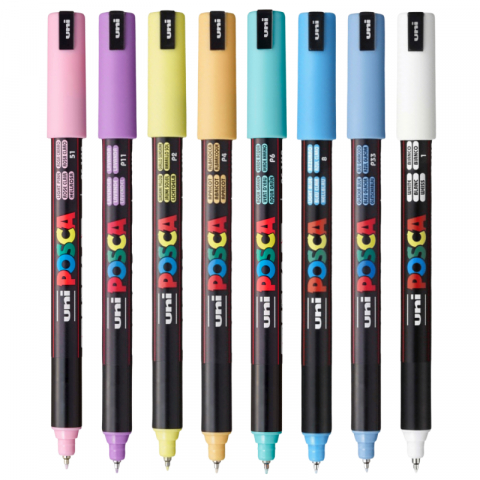 Marker Uni pc-1mr Posca varf fin metalic 0.7mm set 8 culori pastel [1]