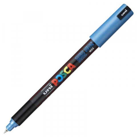 Rechizite școlare - Marker UNI Posca PC-1MR varf fin metalic 0.7mm albastru metalic