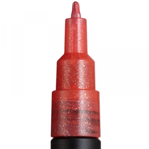 Marker UNI Posca PC-3M varf rotund 0.9-1.3mm rosu sclipici [2]