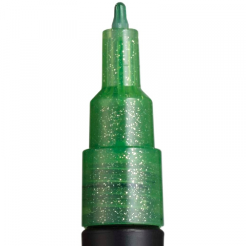 Marker UNI Posca PC-3M varf rotund 0.9-1.3mm verde sclipici [2]