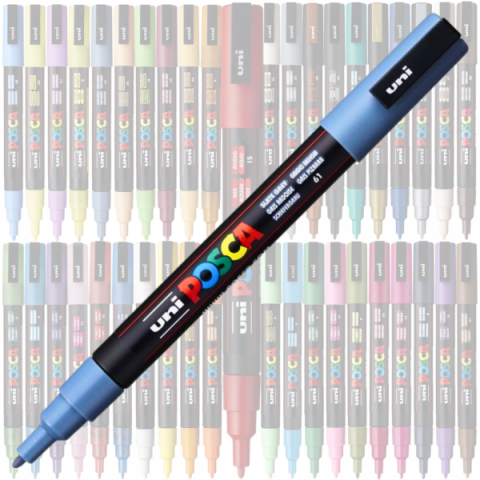 Marker UNI Posca PC-3M varf rotund 0.9-1.3mm gri albastrui [2]
