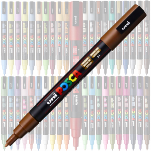 Marker UNI Posca PC-3M varf rotund 0.9-1.3mm maro [2]