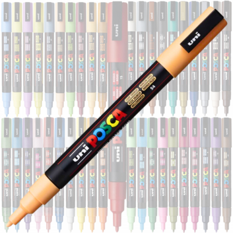 Marker UNI Posca PC-3M varf rotund 0.9-1.3mm portocaliu deschis [2]