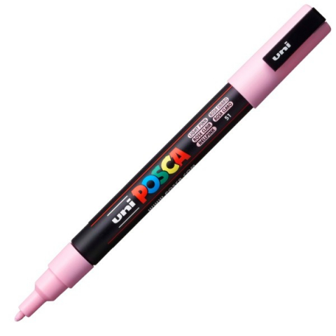 Rechizite școlare - Marker UNI Posca PC-3M varf rotund 0.9-1.3mm roz deschis