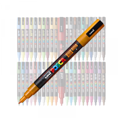 Marker Uni pc-3m Posca 0.9-1.3mm portocaliu sclipici [1]