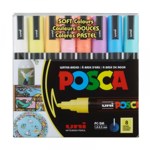 Marker Uni pc-5m Posca 1.8-2.5mm set 8 culori pastel [3]