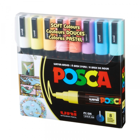 Marker Uni pc-5m Posca 1.8-2.5mm set 8 culori pastel [2]