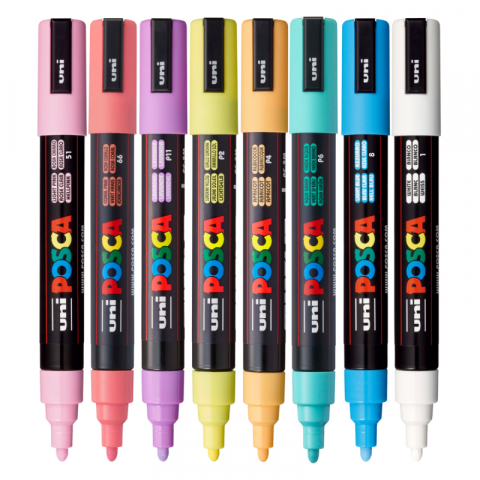 Marker Uni pc-5m Posca 1.8-2.5mm set 8 culori pastel [1]