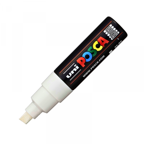 Birotică și accesorii birou - Marker Uni pc-8k Posca 8.0mm varf tesit alb
