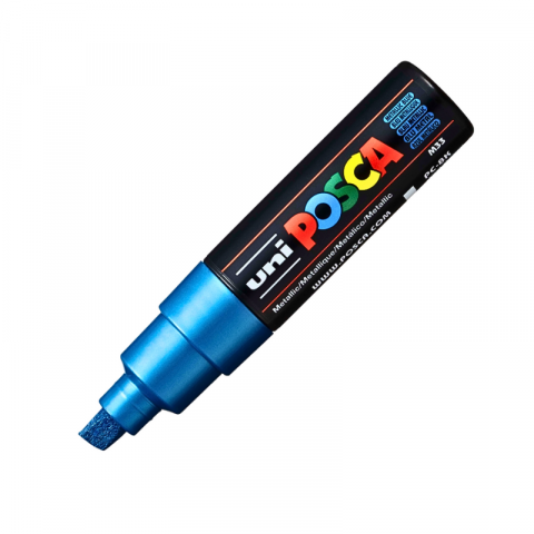 Noutăți Librăria Compas - Marker Uni pc-8k Posca 8.0mm varf tesit albastru metalizat