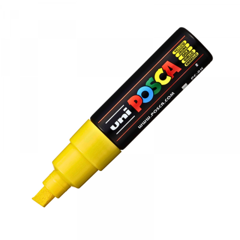 Noutăți Librăria Compas - Marker Uni pc-8k Posca 8.0mm varf tesit galben