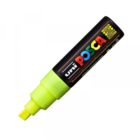 Noutăți Librăria Compas - Marker Uni pc-8k Posca 8.0mm varf tesit galben fluorescent