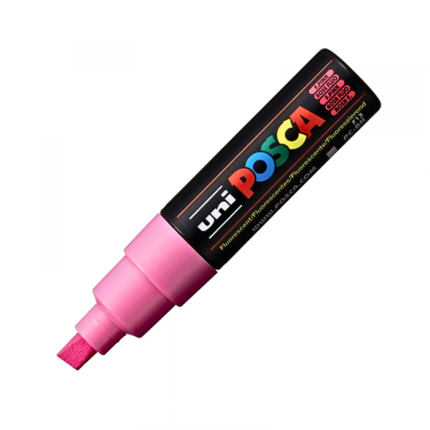 Noutăți Librăria Compas - Marker Uni pc-8k Posca 8.0mm varf tesit roz fluorescent