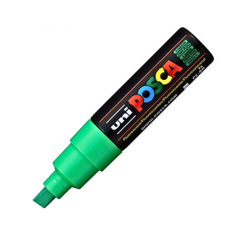 Noutăți Librăria Compas - Marker Uni pc-8k Posca 8.0mm varf tesit verde fluorescent