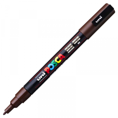 Birotică și accesorii birou - Marker UNI Posca PC-3M varf rotund 0.9-1.3mm maro inchis