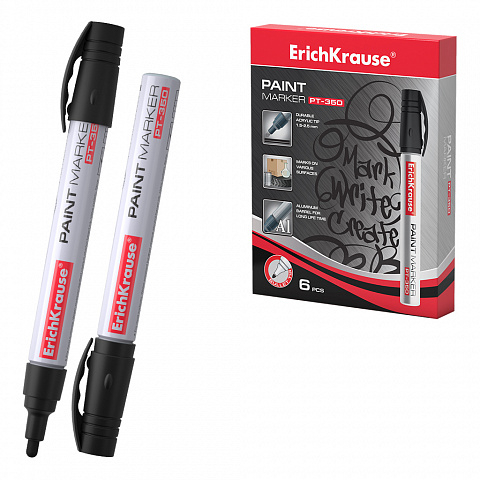 Noutăți Librăria Compas - Markere cu vopsea ErichKrause PT-350 varf tip glont 1.5-2.5 mm culoare neagra