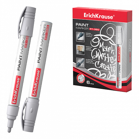Noutăți Librăria Compas - Markere cu vopsea ErichKrause PT-350 varf tip glont 1.5-2.5 mm culoare alba