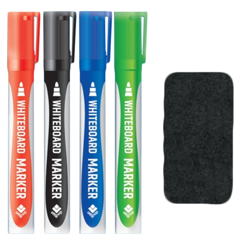 Marker whiteboard 4 culori+burete Offishop [1]