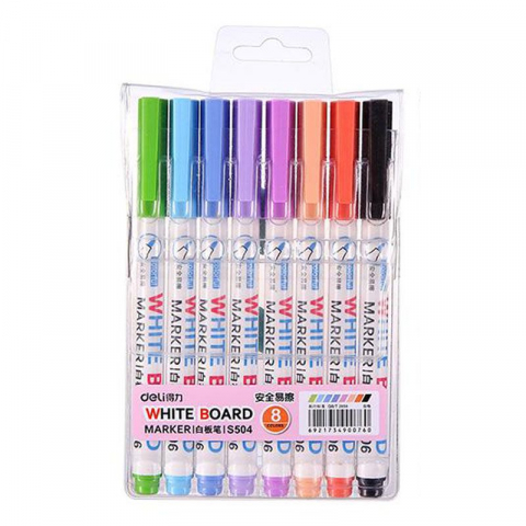Markere și textmarkere - Marker whiteboard slim set 8 bucati Deli