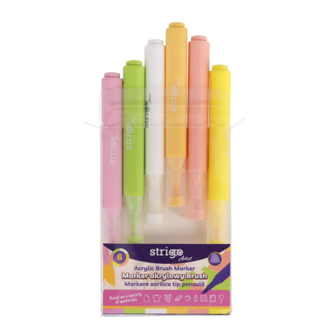 Set 6 markere acrilice tip pensula Strigo [1]