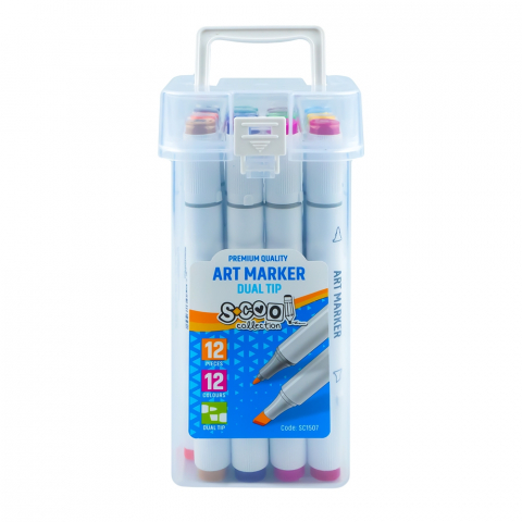 Markere cu 2 capete 6mm-3mm 12 culori S-COOL [8]