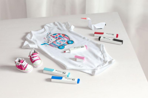 Set 5 markere textile rosu-albastru Faber-Castell [1]