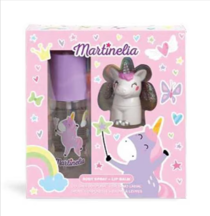 Cosmetice și bijuterii copii - Set spray de corp si balsam de buze Martinelia Unicorn Sweet Dreams 85 ml