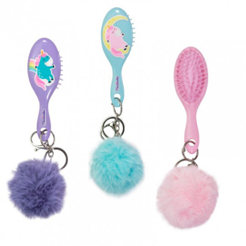 Noutăți Librăria Compas - Mini perie de par cu pompon Martinelia 8 x 12.5 x 6.5 cm culori diferite