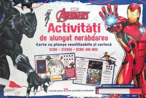Cărți - Marvel. Avengers - Activitati de alungat nerabdarea. Carte cu planse reutilizabile si carioca