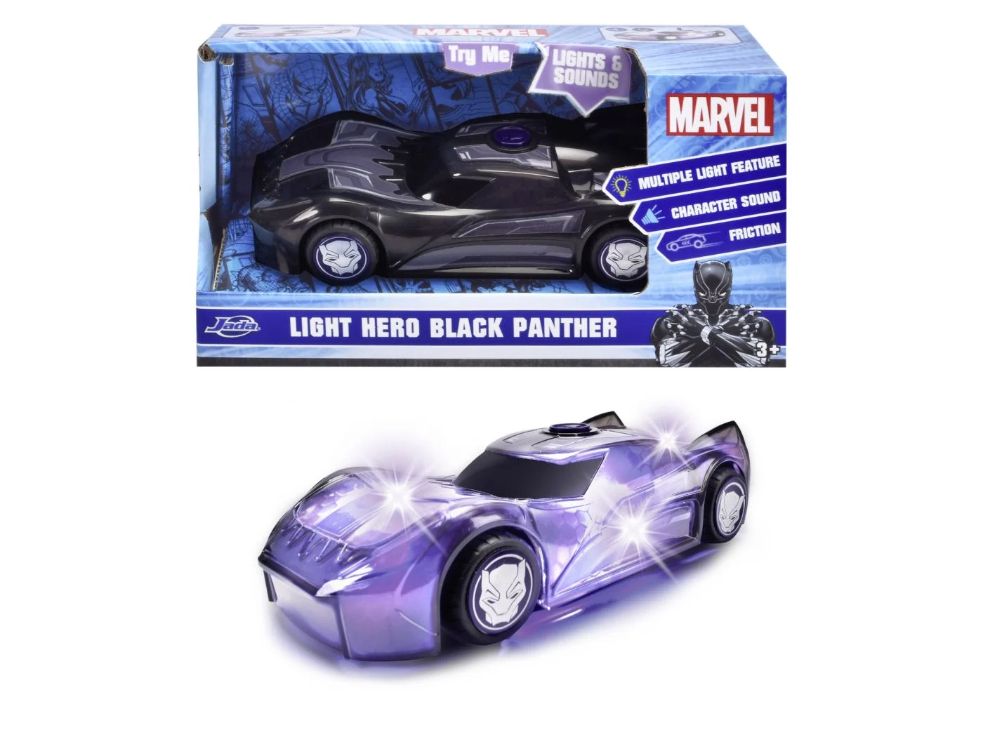 Mașinuțe de jucărie - Masinuta Jada Marvel Light Black Panther cu sunete si lumini scara 1:32