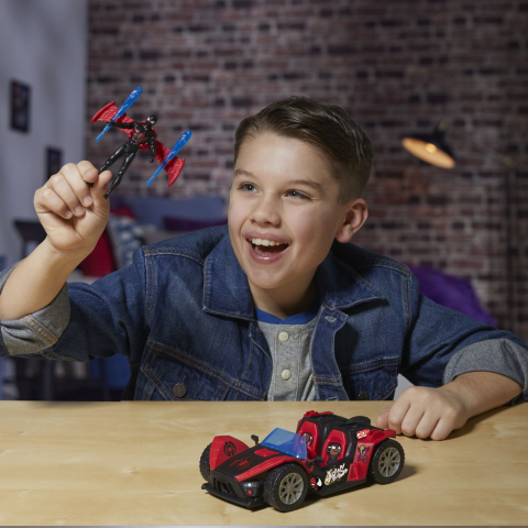 MARVEL SPIDER MAN VENOM VERSUS LANSATOR AUTO SI FIGURINA MILES MORALES [2]