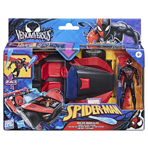 Figurine - MARVEL SPIDER MAN VENOM VERSUS LANSATOR AUTO SI FIGURINA MILES MORALES