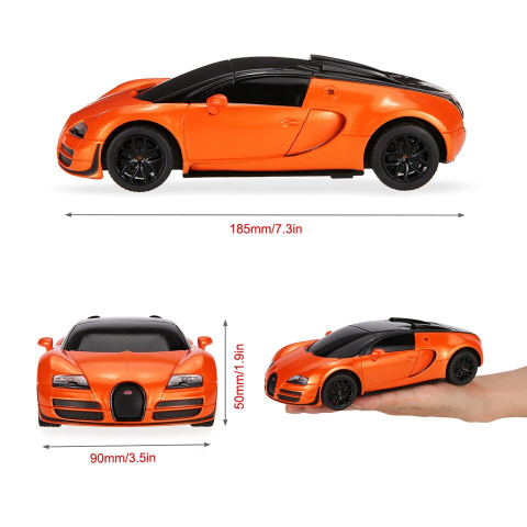MASINA CU TELECOMANDA BUGATTI GRAND SPORT VITESSE PORTOCALIU CU SCARA 1 LA 24 [2]