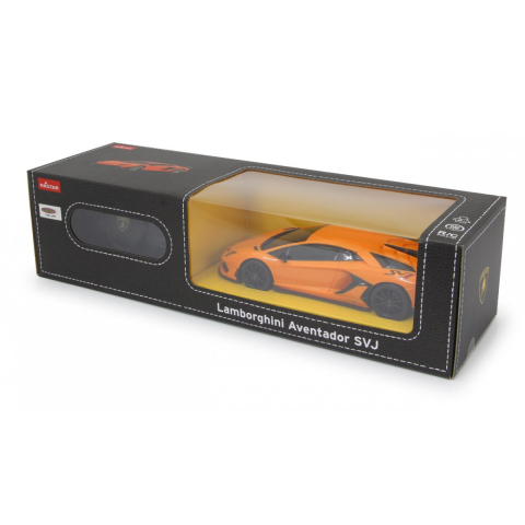 Masinuțe cu telecomandă - MASINA CU TELECOMANDA LAMBORGHINI AVENTADOR SVJ PORTOCALIU CU SCARA 1 LA 24