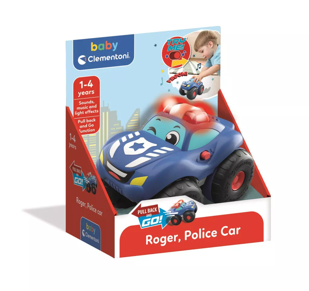 Vehicule de jucărie - Masina de politie Roger pull-back - Clementoni 16 x 18 cm