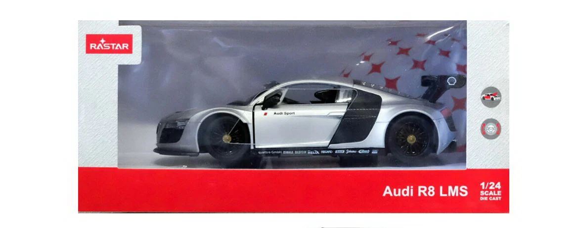 Mașinuțe de jucărie - Masinuta metalica Audi R8 argintie scara 1:24 Rastar