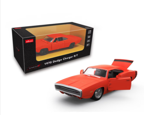 Mașinuțe de jucărie - Masinuta metalica Rastar Dodge Charger R/T 1970 1:36 Portocaliu